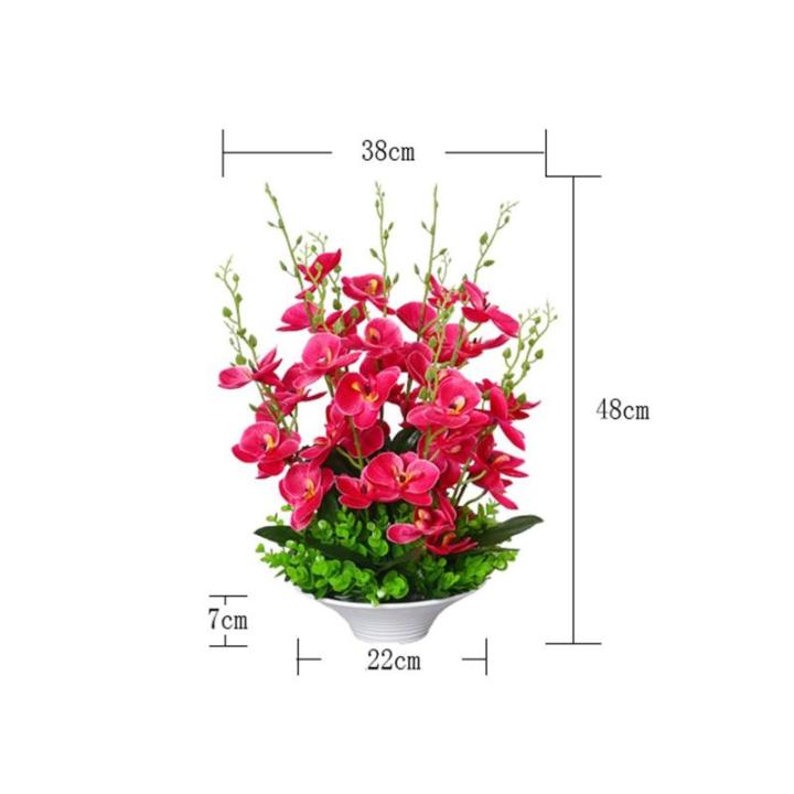 Kunstblumen Künstliche Blumen, künstliche Orchideen-Dekoration – Seidenstoff-Orchideen-Topf-Arrangement mit echtem Touch, Bonsai für Zuhause/Büro für jeden Anlass