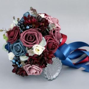 Brautjungfer Seidenrose Blume mit Spitze für Party Kirche Hochzeitsstrauß
