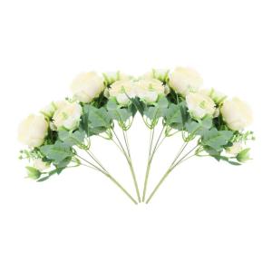 Ceramic Ornaments 4 Stück künstliche Pfingstrosen, getrockneter Blumenstrauß, künstlicher Blumenstrauß, künstliche Bündel, Pfingstrosenstiel, Zweig, Hochzeitsblumensträuße