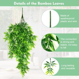 4 stuks , hangende bamboe, bladeren, hangplant, , hangend, 83 cm, plastic planten, hangend als echte kunst, hangplant, kunstmatige hangplant voor balkon, thuis
