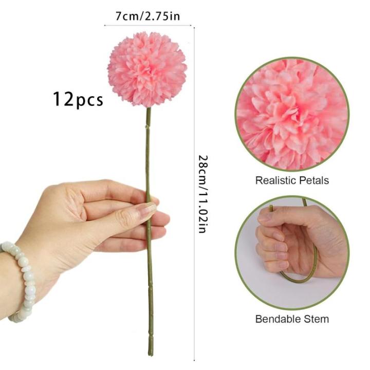 Hortensiabloemen, 12 stuks, , chrysant , herfst, zijden bloemen, kunstmatige hortensia, voor bruiloftsdecoratie, woondecoratie, tuinfeestdecoratie, 28 cm (roze)