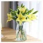 Kunstblumen Künstliche Blumen mit Glasvase, künstliche Lilienblumen, Pflanzen für Zuhause, Wohnzimmer, Büro, Party, Dekoration, echte Haptik für jeden Anlass