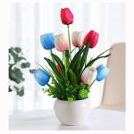 Kunstblumen Gefälschte Tulpe im Topf, mehrfarbige künstliche Blumen, echte Haptik, künstliche Tulpe für Hausgarten, Hochzeitsfeier, Simulationspflanzen für jeden Anlass