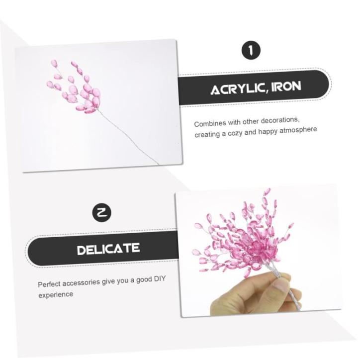 50 Stück Simulierte dreizackige künstlicher Kranz Stäbchen mit Blumenperlen Artificial sztuczne kwiaty DIY-Ornament-Accessoire Kopfschmuck kronenmaterial selber Machen