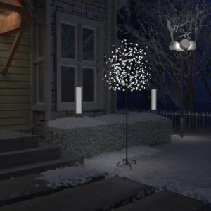 LED Weihnachtsbaum Lichterbaum Weihnachten Christbaum für Außenbereich geeignet 220 LEDs Kaltweißes Licht Kirschblüten 220 cm