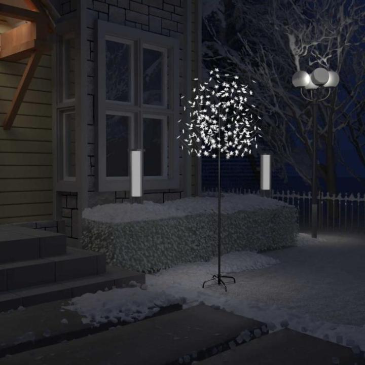 LED Weihnachtsbaum Lichterbaum Weihnachten Christbaum für Außenbereich geeignet 220 LEDs Kaltweißes Licht Kirschblüten 220 cm