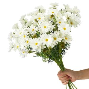 15 bundels kunstmatige madeliefje bloemen 21 inch hoge kleine madeliefje kunstbloemoutdoor UV-bestendige zijden bloemen nep wilde bloemen faux groen struiken planten met - voor bru