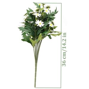Faux Zijde Madeliefje Wilde Bloemen Groen Heesters Planten, 24 Witte Daisy Nep Bloemen voor Thuis Tafel Veranda Raam Keuken in Vaas Mand of Bloempot