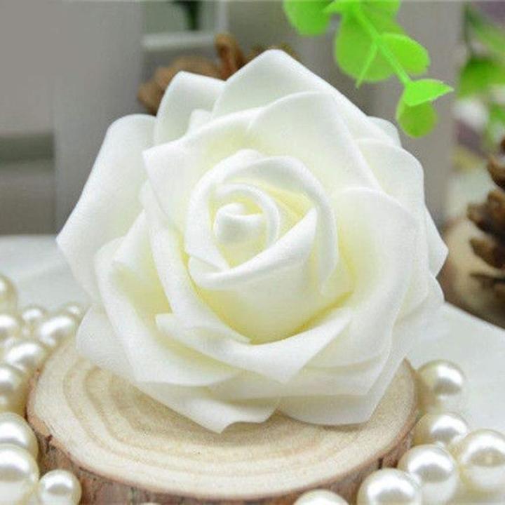 50 x schuimkoppen, bloemkoppen, kunstbloemen, bruidsboeket, huisdecoratie, rozen - crème