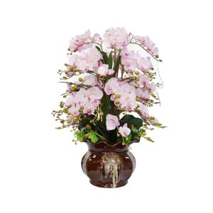 Kunstblumen Echte Seidenorchideen, künstliche Blumen mit Blumentöpfen, künstliche Phalaenopsis-Blumen, Dekoration mit Blättern im Topf für jeden Anlass