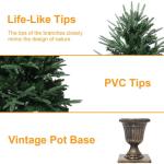 Kunstkerst, groen, 120 cm, 2 soorten dennenblad, 320 takken, 10 meter kerstboom, pvc/PE, bladeren met retro basis voor kerstdecoratie