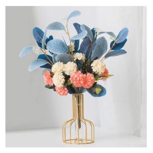 Kunstblumen Künstliche Blumen-Pflanzen-Set, künstliche Seidenblumen mit Leichter Luxus-Vase aus Schmiedeeisen, für den Hochzeitshausgarten für jeden Anlass