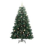 Künstlicher Weihnachtsbaum, Tannenbaum, Christbaum mit Metallständer, Weihnachtsdeko Kunstbaum, 300 LEDs & Kugeln 210 cm