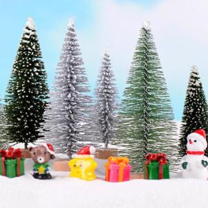 12 Stück Mini Weihnachtsbaum 8.5CM Grün Künstlicher Tannenbaum Klein Christbaum Modell Schnee Frost Bäume Miniatur Tanne Tischbaum Weihnachtsschmuck Desktop Ornamente für DIY 