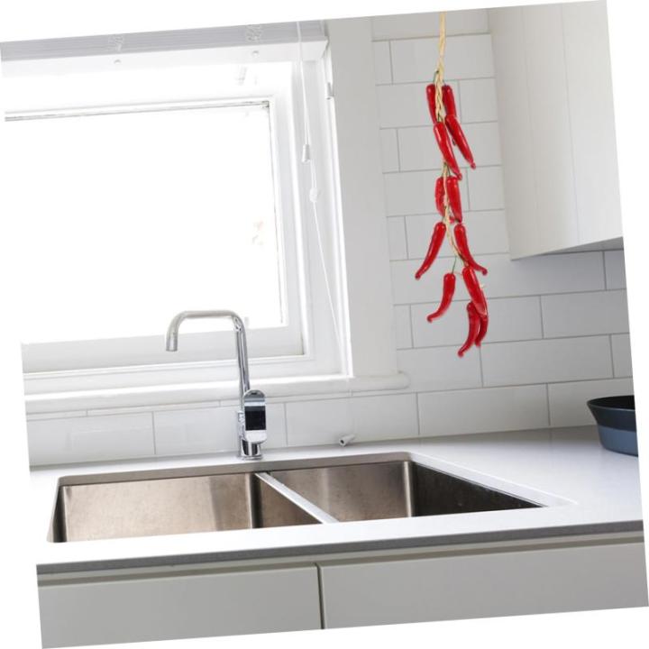3 Stück Schnur Künstlicher Roter Pfeffer Küche Zum Aufhängen Künstliches Gemüse Falsches Gemüse-Chili Simulation Pfeffer Wohnaccessoires Dekor Lebensmitteldekor Pflanzen Dek