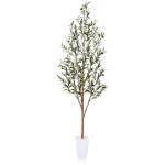 Olijfboom, , 180 cm, grote kunstboom, groen, kunstplant met vruchten in pot, voor binnen en buiten, thuis, slaapkamer, kantoor, tuindecoratie (1 stuks)