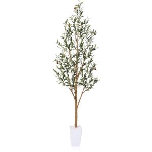 Olijfboom, , 180 cm, grote kunstboom, groen, kunstplant met vruchten in pot, voor binnen en buiten, thuis, slaapkamer, kantoor, tuindecoratie (1 stuks)