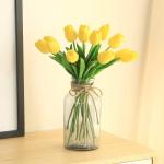 10 stuks PU Real Touch Latex Kunstmatige tulpen neptulpen bloemen boeketten bloemenarrangement voor huis kamer bruiloftsboeket middenstuk, geel