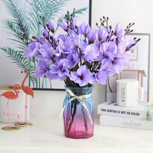 Kunstblumen Künstliche Orchideen-Fälschungspflanzen für den Innenbereich, künstliche Blumenarrangements mit Glasvase, Tischpflanzen für Zuhause, Schlafzimmer, Dekoration für 