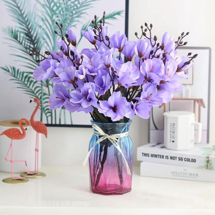 Kunstblumen Künstliche Orchideen-Fälschungspflanzen für den Innenbereich, künstliche Blumenarrangements mit Glasvase, Tischpflanzen für Zuhause, Schlafzimmer, Dekoration für 