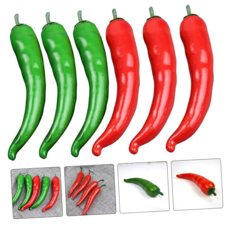 2 Sätze Simuliertes Pepper-Modell Wohnungsdeko Hausdeko Kunstgemüse Simulation Pfeffer Gefälschte Pfefferstütze Vorzeigemodell Gefälschte Essensrequisite Poly-Drache 6 Stück 