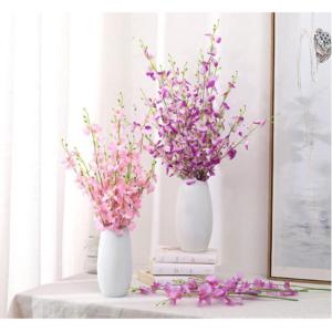 Kunstblumen Künstliche Orchideenblumen, künstliche tanzende Orchideen, für den Innenbereich, Zuhause, Party, Büro, Weihnachtsdekoration, mit Vase, 5 Farben für jeden Anlass