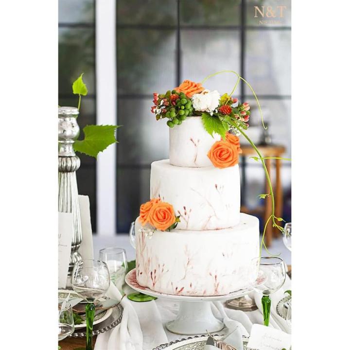 Kunstbloemen, 25 stuks, kunstrozen, bloemen met stengels, echte touch, kunstschuim, rozen voor bruiloft, boeketten, feest, kantoor, babyshower, woondecoratie, oranje