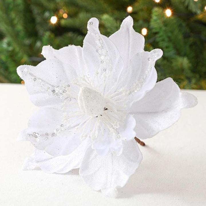 Glitzernder Weihnachtsstern, Weihnachtsbaumschmuck, hängende Dekoration für Weihnachtsbaum, Hochzeit, Party, Kranz, Dekoration (weiß)