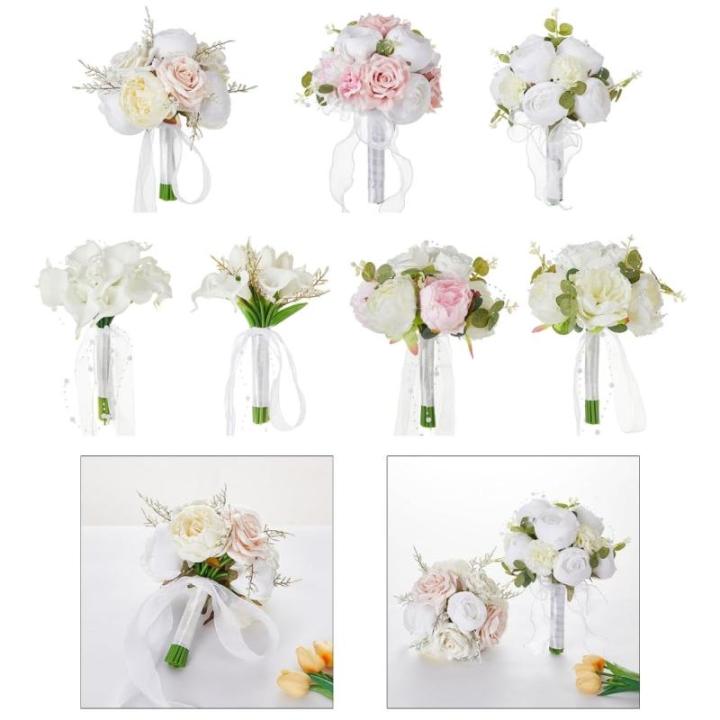 Hochzeitssträuße mit Schleife, künstliche Blumensträuße für Brautjungfern zur Hochzeit, Zeremonie, zum Jahrestag oder zum Valentinstag