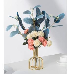 Kunstblumen Künstliche Blumen-Pflanzen-Set, künstliche Seidenblumen mit Leichter Luxus-Vase aus Schmiedeeisen, für den Hochzeitshausgarten für jeden Anlass