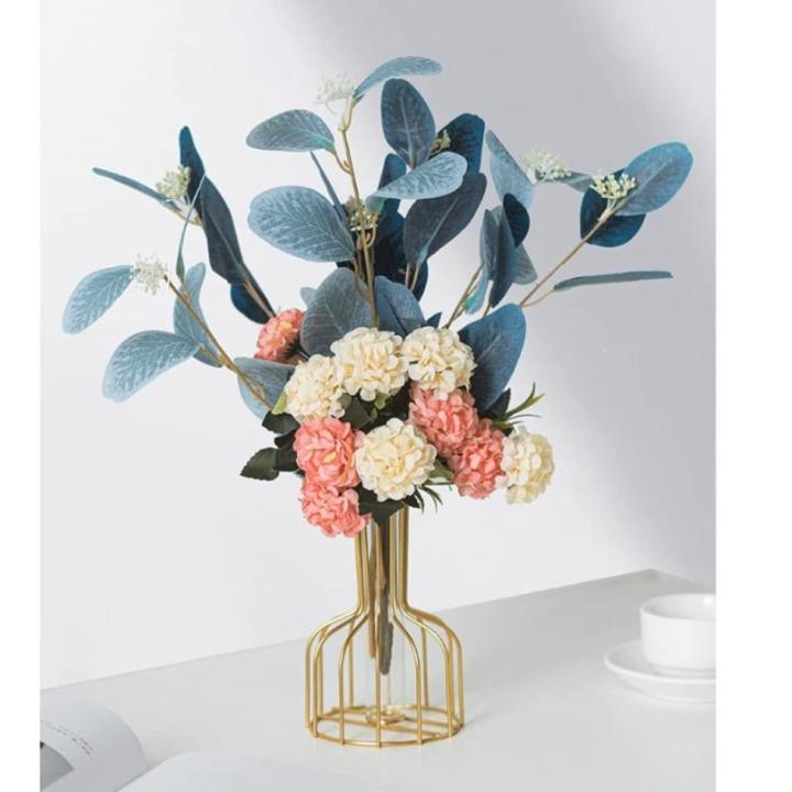 Kunstblumen Künstliche Blumen-Pflanzen-Set, künstliche Seidenblumen mit Leichter Luxus-Vase aus Schmiedeeisen, für den Hochzeitshausgarten für jeden Anlass
