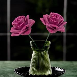 Kunstrozenbloemen met steel als kunstmatige decoratieve rozen van was, 10 roze rozenblaadjes als echt voor bloemstukken, bloemendecoratie, waxrozen als kunstrozen, begraafplaats, g