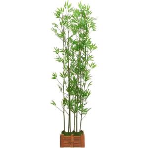 Bamboe Bladeren DIY Decor Scherm met Houten Basis 2 m Hoge Faux Potplant voor Restaurant Kantoor Natuurlijk Groen Decor voor Binnenruimtes Eenvoudig Te Monteren en Onderhouden 6 Po