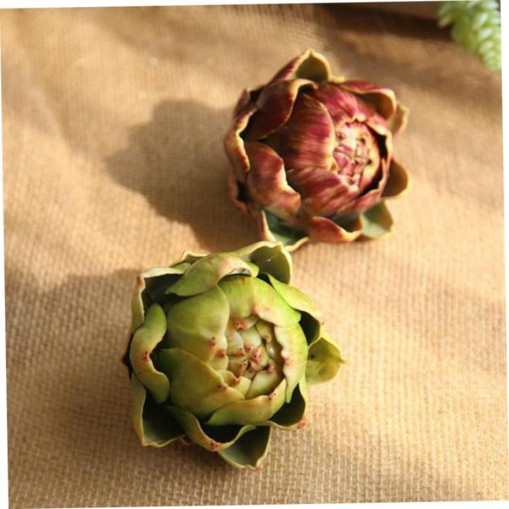 2 Sätze Simulierter Ananaskopf Künstlicher Lotus Künstliches Artischockendekor Anlage Kunstpflanze Kunstplflanze Gefälschte Pflanzen Künstliches Gemüse Plastik Green 4 Stück