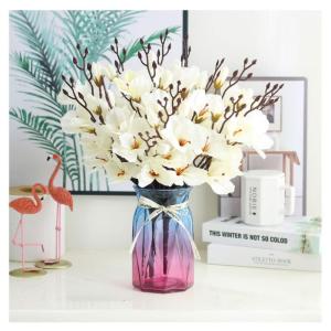 Kunstblumen Künstliche Orchideen-Fälschungspflanzen für den Innenbereich, künstliche Blumenarrangements mit Glasvase, Tischpflanzen für Zuhause, Schlafzimmer, Dekoration für 