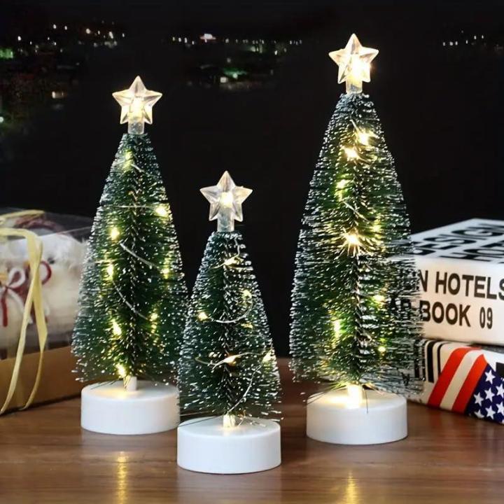 Weihnachtsbaum Klein mit Beleuchtung 3PCS Tisch Mini Weihnachtsbaum Geschmückt mit LED Lichterkette Tabletop Kleiner Weihnachtsbaum Mini Tannenbaum Künstlich Klein Weihnachtsdeko