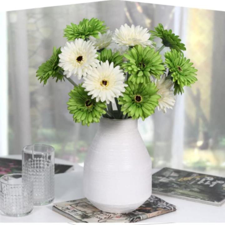 Kunstblumen Künstliche Gerbera-Blumen, Kunstblumen-Arrangement mit Vase, für Hausgarten, Party, Büro, Kaffee, realistische Kunstblumen für jeden Anlass