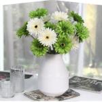 Kunstblumen Künstliche Gerbera-Blumen, Kunstblumen-Arrangement mit Vase, für Hausgarten, Party, Büro, Kaffee, realistische Kunstblumen für jeden Anlass
