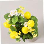 5St Zitronenstrauß Zitronenblumenarrangement gelbe Vase gelbes Dekor Zitronenblumenstrauß Künstlicher Zitronenzweig gefälschte Zitronendekor mit grünen Blättern Schaum Yellow