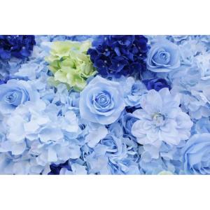 Blumen-Wandpaneel, Blau-weiß, Künstlicher Wandblumen-Hintergrund, 3D-Seiden-Hortensien-Rosen-Blumenpaneel Für Fotohintergrund, Zuhause, Party, Hochzeit, Hintergrunddekoration(1.