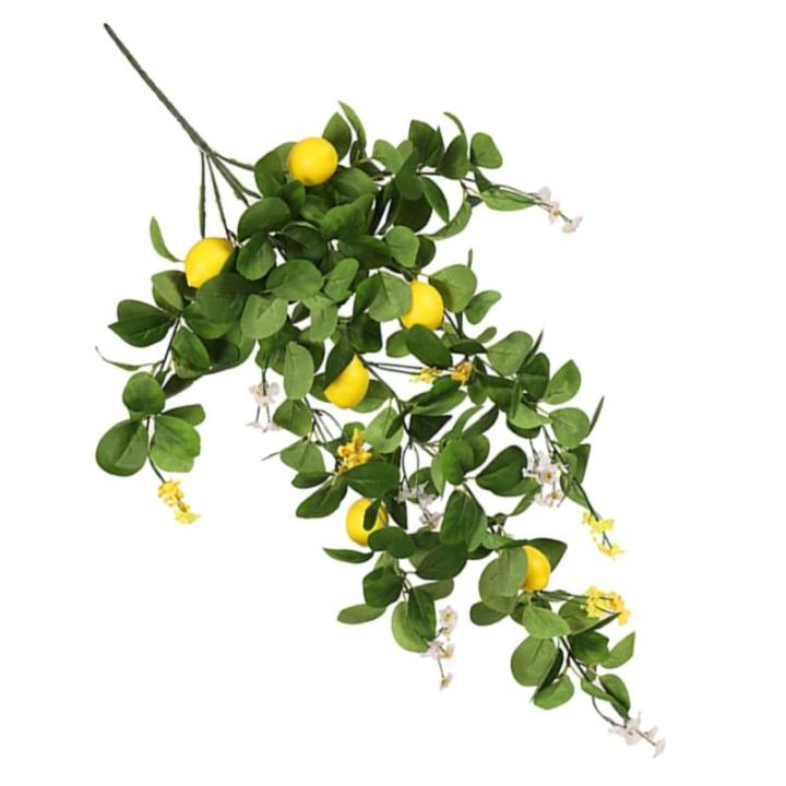 2St Simulation Zitronenrattan künstliche Fruchtzweige künstlicher Zitronenbaumstamm Künstliche Zitronenpflanze Dekorative Zitronenpflanze Anlage künstliche Blumen gefälschte Z