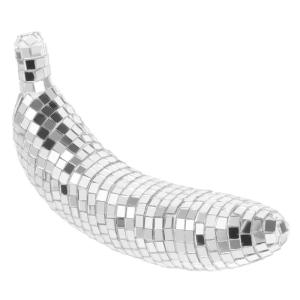 4 Stück Disco-Banane Deckel Disco-pflanzgefäß Reflektierende Spiegelkugeln Bachelorette-dekor Disco-Desktop-Dekoration Bananenverzierung Disco-Beleuchtung Armreif Schaum Silver