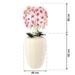 Kunstorchidee cascade bloemenboeket, crèmerosa in pot, crème, 112 cm hoog, rubberen bloemen, 5 scheuten, decoratie voor thuiskantoor