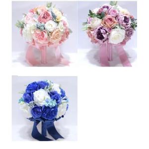 Hochzeitsbrautstrauß mit künstlichen Blumen, Hochzeitsstrauß, Hochzeitsbrautsimulation mit Rosen, Fotoshooting mit künstlichen Blumen(Purple)