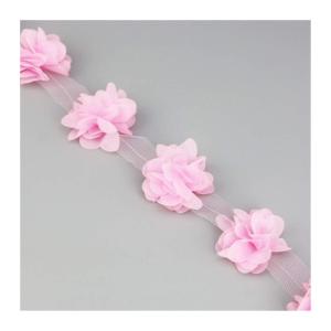 Rosa Blütenblatt Chiffon Spitze Stoff gewebtes Material Dekoration Liebe Geschenk Bänder Crafts 50mm Breite (60 Stücke/Los) (Color : Light Pink)