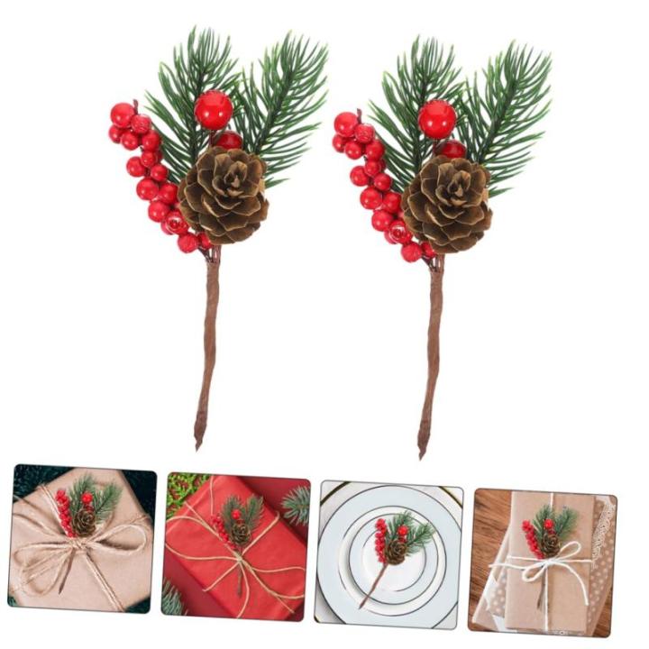 12St künstlicher Tannenzapfen Spray für künstliche Kiefernzweige Stechpalmenstängel winterdeko weihnachtsbaumdeko raumdeko tannenzapfen zweige künstliche Blumenzweige Plastik 