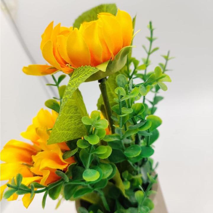 2 stuks kunstzonnebloemen in pot, in pot, tafeldecoratie, kunstplant voor bruiloftsfeestdecoratie