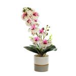 Kunstgele tweetartige orchideeënbloem in pot, siliconen bloempot, phalaenopsis, 8-koppige phalaenopsis met bloempot, witte vlinder simulatiebloem (wit)
