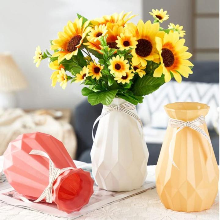 Kunstblumen Künstliche Sonnenblume, für Badezimmer, Küche, rustikal, Tischdekoration, Regal, für Immer Blumen (Sonnenblume + mit Vase) für jeden Anlass