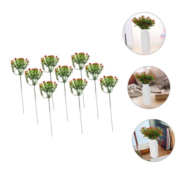 12st Kleine Schleierkraut-Dekoration Künstlicher Blumenstiel Blumenstrauß Dekor Dekorative Künstliche Blumenpflücker Gefälschte Blumen Elegante Kunstblumen Plastik Rot